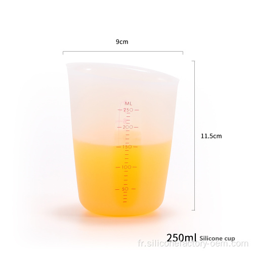 Silicone de qualité alimentaire 250 ml 500 ml de mesure de mesure